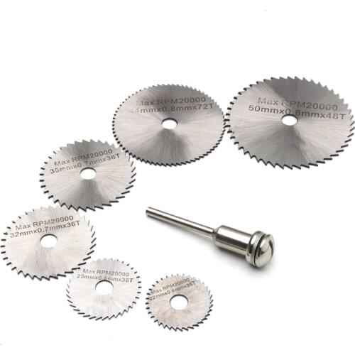 7PCS HSS Rotary Tools Circular Saw Blades Mandrel Cutoff Cutter Power Multi Tools For Dremel Metal Wood Cutting Discs