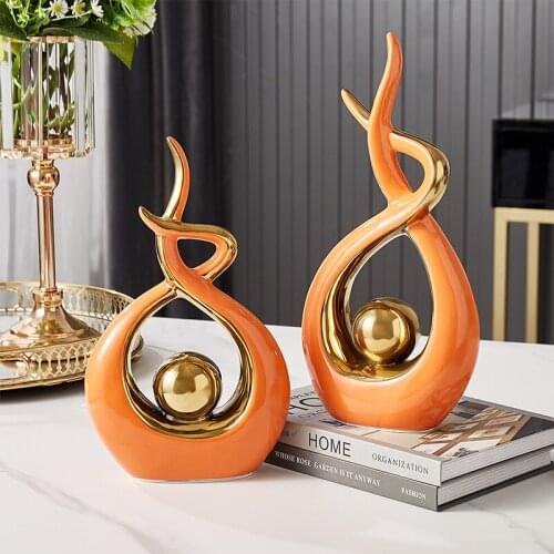 Home decoration accessories for living room Ceramic Abstract statues Porcelain Handicraft Office desk decoration art figurine MJ