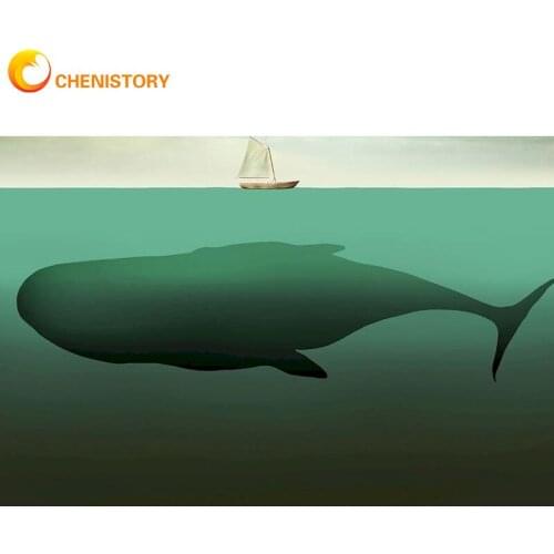 CHENISTORY Full Square Round Diamond Embroidery Animal 5D Rhinestone Mosaic Diamond Painting Whale Cross Stitch Ocean Home Decor