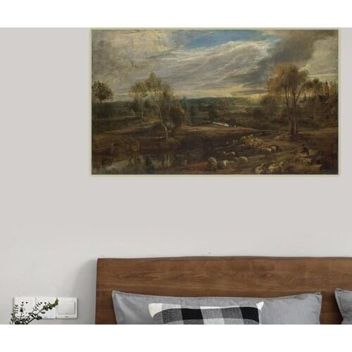 Citon Peter Paul Rubens《Landscape with a Shepherd and his Flock》Canvas Oil Painting Picture Wall Decor Home Interior Decoration
