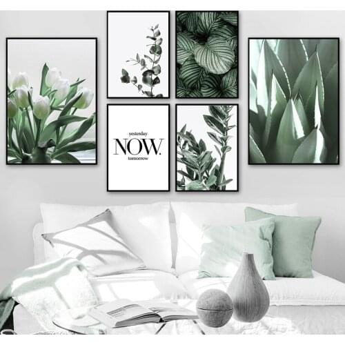 Tulip Flower Green Plant Agave Monstera Wall Art Canvas Painting Nordic PostersWall PicturesAnd Prints For Living Room Decor