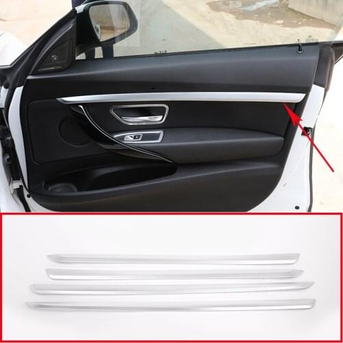 Car Inner Door Decoration Strips Trim For BMW 3 series F30 2017-2019 Inner Door Protection Strips Trim Car Accessories ABS 4 Pcs