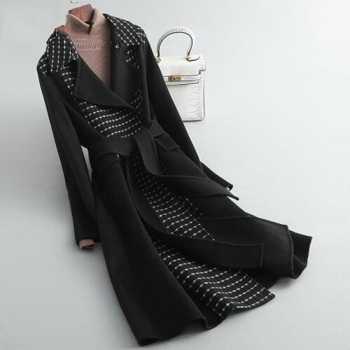 Long sleeve winter wool coat women Europe style plus size ladies autumn new Slim long woolen coats