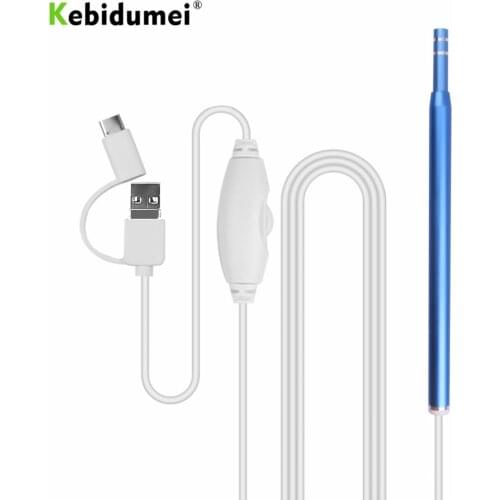 Kebidumei 3 In 1 Ear Cleaner Camera 5.5mm Endoscope Camera Android Usb Otoscope Borescope Type-c Ear Otoscope Medical Ear Picker