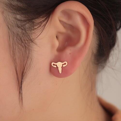 Tiny Uterus Studs Women Men Medical Health Care Post Earring Unique Science Biologic Jewerly Gift
