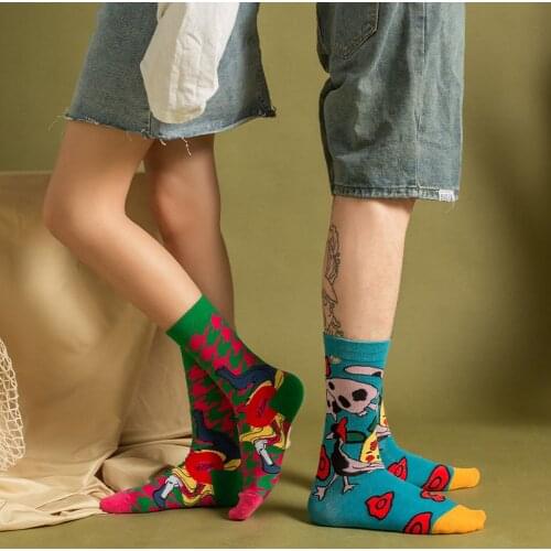 Fashion Art Pattern Cotton Girls Socks Middle Tube Cartoon Socks For mens Women Harajuku Ladies Man Casual Dress Crew Socks