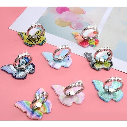 Fashion Cute Butterfly Animals Phone Holder Ring Mobile Phone Stand Colorful Finger Phone Ring Holder support celular