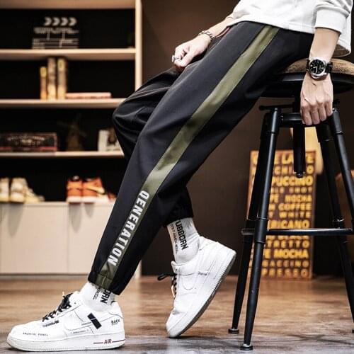 Fashion Mens Letter Pants 2020 Summer Elastic Waist Beam Feet Trousers 4XL Casual Pencil Pants For Men New Ankle Length Pants