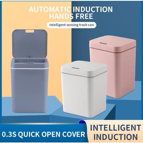 Smart Sensor Trash Can Electronic Automatic Household Bathroom Toilet Waterproof Seam Sensor Bin Smart Home kitchen Trash Can