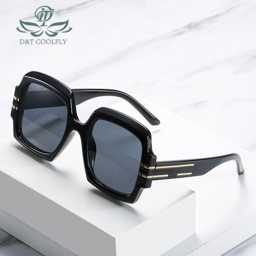 D&T 2021 New Fashion Square Sunglasses Women Men Leopard Brand Designer Gold Trim Decorate Luxury Gradients Lens Trend Shield