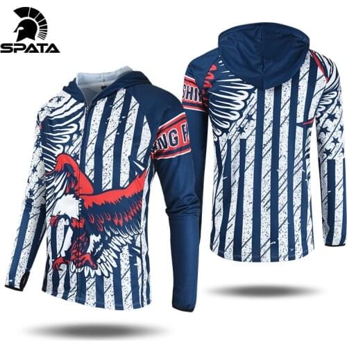 SPATA 2021 New Fishing Shirts Anti-UV Sun Protection Breathable Moisture-Wicking Quick -Dry Long Sleeve Hoodies Fishing Clothing