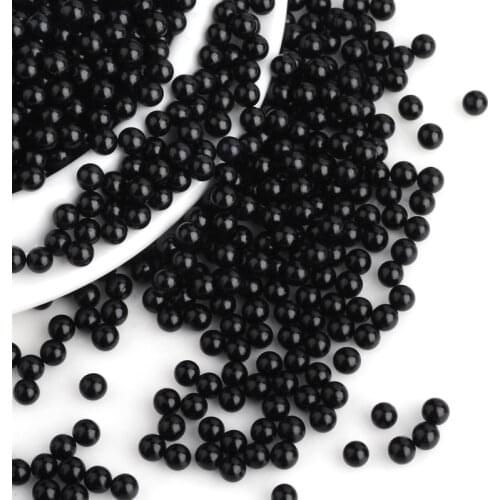 Pandahall Approx 10000pcs/bag 4mm Black Round Imitation Pearl Acrylic No Hole Beads for DIY Jewelry Accessories Decoration