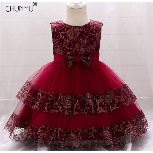 Infant Girls Dress Sequins Big Bow 1st Year Birthday Party Newborn Baby Baptism Dress Kids Princess Dress Costume for Baby Girls