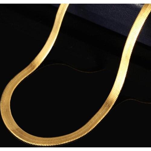 7mm 10mm men hiphop Stainless Steel Gold Color Flat Snake Chain Women Jewelry necklace