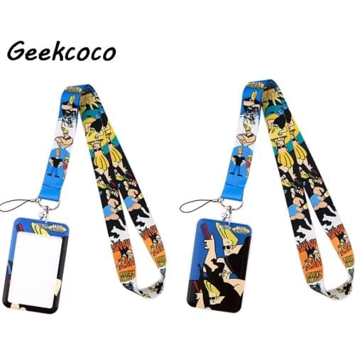 J2311 Cartoon Man Neck Strap Lanyard for keys Gym Mobile Phone Straps USB badge holder DIY Hang Rope With PVC Card Holder Case