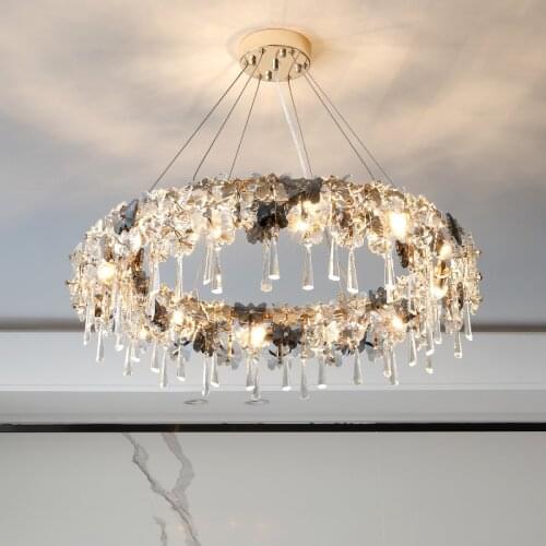 Nordic luxury crystal lamps living room chandelier simple modern atmosphere lamp 2021 new creative bedroom lighting chandelier