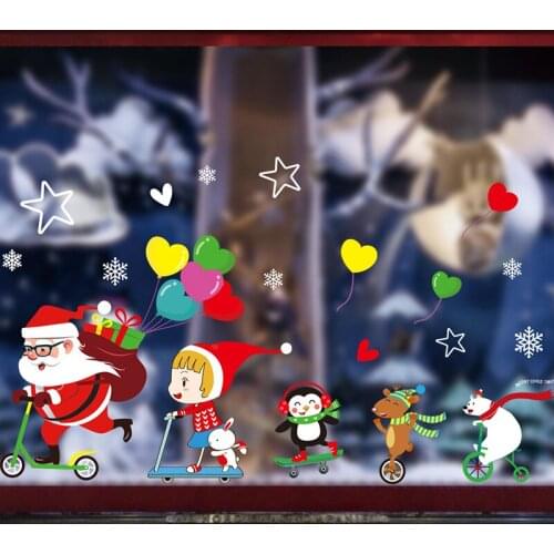 Christmas Window Sticker Removable Static Glass PVC Stickers Colorful 2022 New Year Decoration Large 50cm*35cm