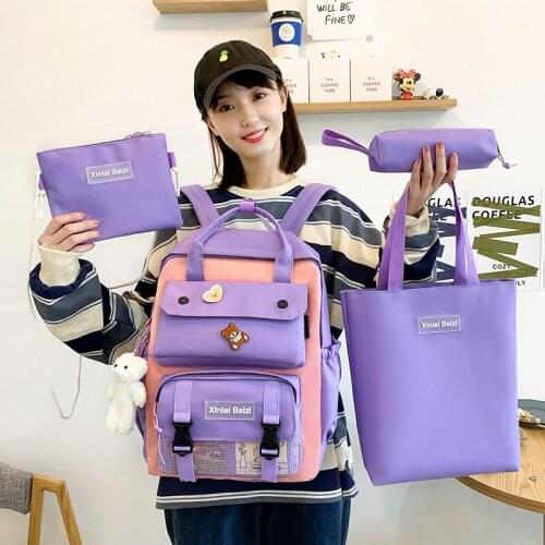 Casual Backpacks Preppy Style Women Backpack Cute School Bags for Teenage Girl Waterproof Canvas Portable Travel Shoulder Bags