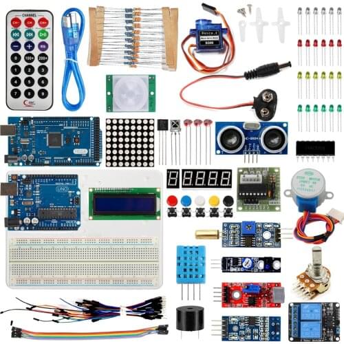 HOT SALE Super Starter Kit For Arduino UNO R3 & Mega2560 Board MB102 Breadboard 1602 LCD Servo Motor Relay Learning Basic Suite