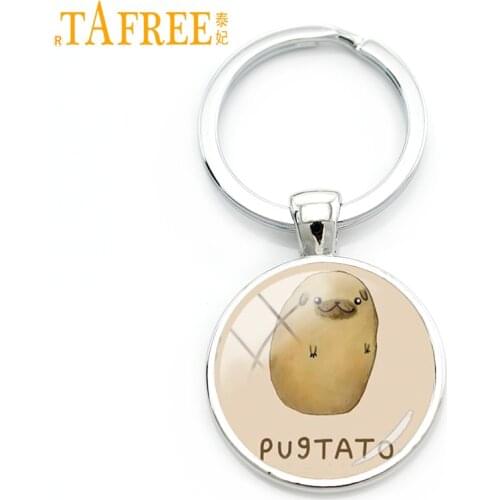 TAFREE Lovely Animal keychain cute Rabbit Pug Wolf Panda Totoro art photo Exquisite workmanship 2017 new fashion jewelry A519