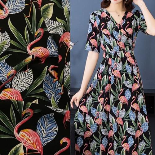 Polyester Fiber Crepe De Chine Fabric Spring Summer Fashion Dress Material Jacquard Printed Shirt Cloth Fabrics Per Meter