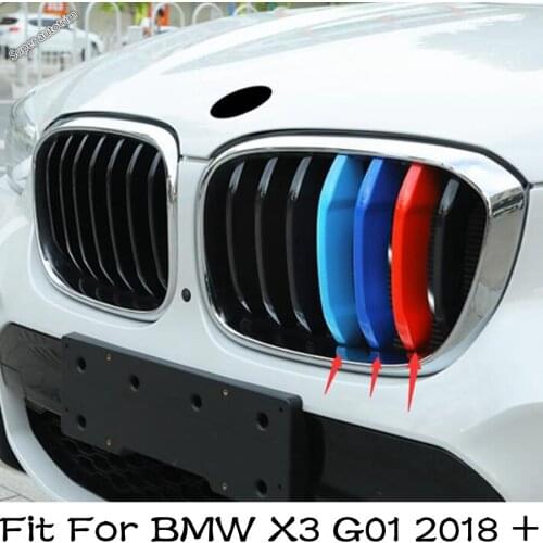 Lapetus Tricolor Front Grille Grill Cover Trims 3 Piece Accessory Fit For BMW X3 G01 2018 - 2020 Plastic External Spare Parts