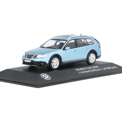 Triple9 Saab 9-3X 2009 Crossover Edition Diecast 1:43 Scale Touring Car Ice Lake Blue Static Display Adult Collection Gift Toy