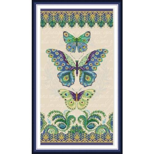 Everlasting Love Three Butterflies Chinese Cross Stitch Kits Ecological Cotton Stamped Printed 14 DIY Gift Christmas Decoration