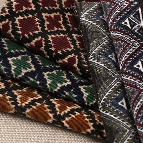Corduroy Geometric printed wick velvet fabric Womens fashion pants dress fabric tablecloth polyester DIY Handmade sewing