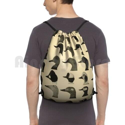 Vintage Duck Heads Backpack Drawstring Bag Riding Climbing Gym Bag Vintage Vintage Duck Ducks Mallard Wild Wildlife Outdoors