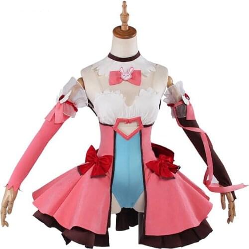 OW Costume D.VA Magic Girl Lolita Dress Pink Uniform Cosplay Costume Halloween Party Outfit For Women