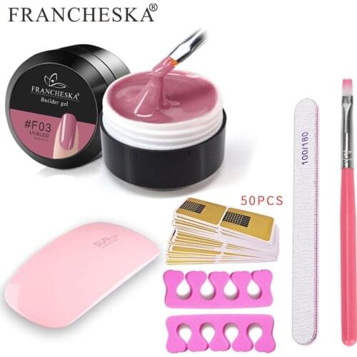 10 Colors Nail Extension Kit With Nail Lamp Bright Surface Durable Long Frost 15 ML 6 PCS Nail Gel For Nail Art Manicure Tools