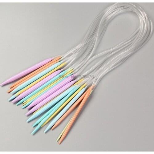 200set 12 Pairs Plastic ABS Sewing Needles Set Change Head Circular Knitting Candy Color Needles Scarf Sweaters Woven Tool