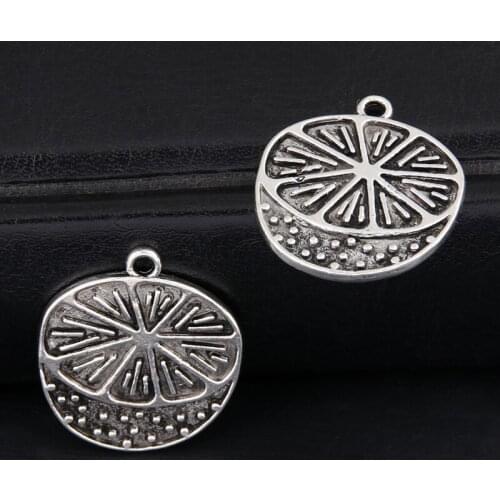 20pcs Silver Color 23x21mm Lemon Orange Charms Fruits Pendant Fit DIY Handmade Metal Jewelry Findings Supplies