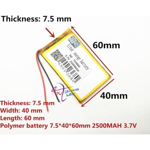 754060 MP3 MP4 2500MAH 3.7V Bluetooth stereo mobile power polymer lithium battery