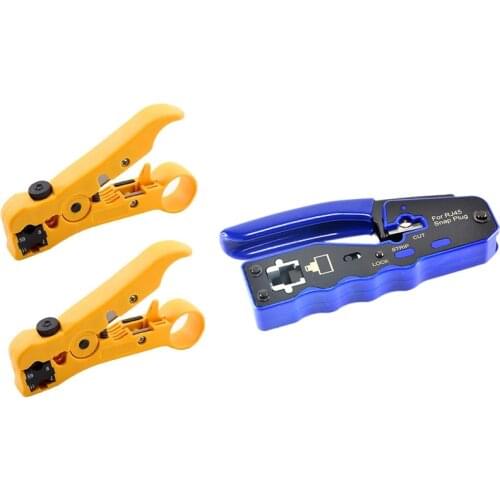 Promotion! HY-670 8P8C RJ45 Cable Crimper Ethernet Perforated Connector Crimping Tools with 2 Pack Automatic Cable Wire Stripper