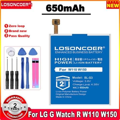 LOSONCOER 510mAh BL-S3 BL S3 Batteries For LG G Watch R W150 W110 BLS3 Replacement Battery+Quick Arrive