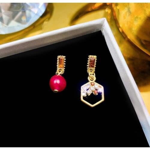 S925 Post Korean Red Bean Asymmetrical 2020 New Small Exquisite Earrings for Women Wedding Party Jewelry Girlfriend Gift