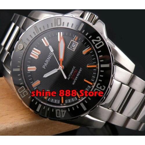 Parnis 44mm Automatic Diver Men Watch Waterproof 200m Metal Mechanical Mens Watches Sapphire Crystal Clock