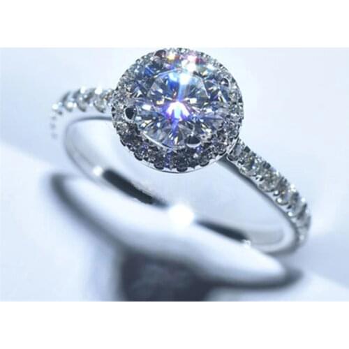 Ekopdee Classic Round CZ Wedding Cubic Zirconia Rings For Women White Gold Color Luxury Charm Zircon Finger Ring Female Jewelry