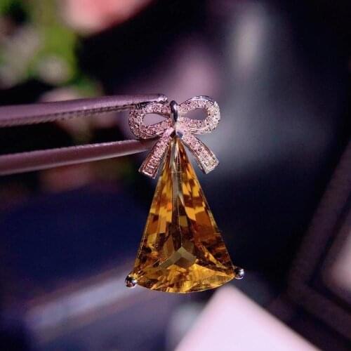 H1025 On Sale Solid 18k Gold Nature Berylite 3.56ct Gemstone Diamonds Pendants Necklaces for Women Presents