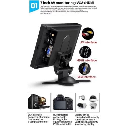 HD 7 inch monitor monitor AV VGA HD-MI computer car video recorder display small TV