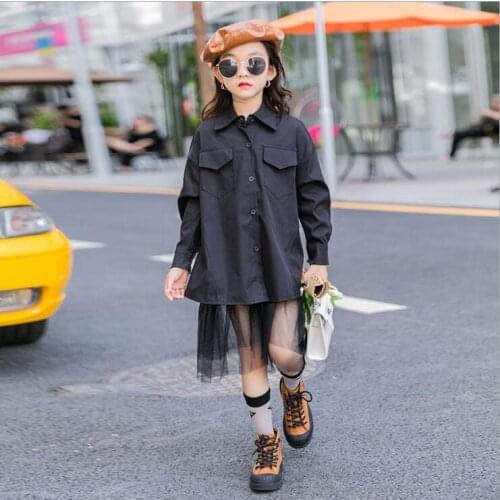 2020 Korea style girls patchwork dress fashion cotton autumn girls dresses 5-10 years F750