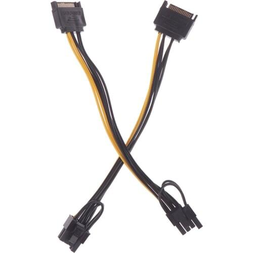 1pc 15pin SATA Male to 8pin(6+2) PCI-E Power Supply Cable 20cm SATA Cable 15-pin to 8 pin cable Wire for Graphic Card