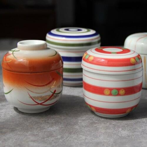 Japanese-style ceramic tableware Japanese-style steamed egg cup hand-painted blue creative colorful steaming bowl water-in-water