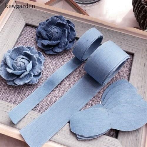 Kewgarden Handmade Tape DIY Bowknot Hair Accessories Satin Ribbon Denim Fabric Ribbons 16MM 25mm 1" Webbing 5 Meters