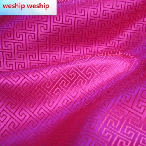 Chinese Classics pink grid cloud-pattern brocade jacquard Satin silk fabric DIY patchwork bag Book cover Doll hanfu clothes