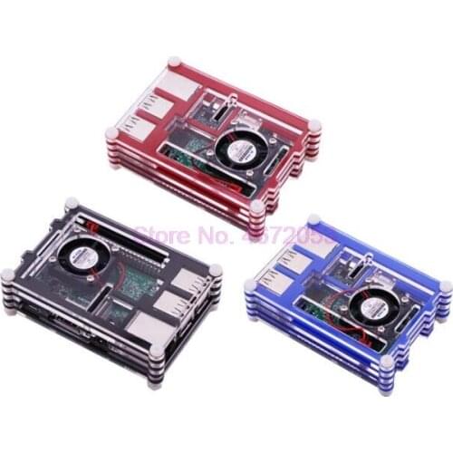 200pcs/lot For Raspberry Pi 3 Enclosure Case 9 layer Acrylic Cover Shell with Cooling Fan for Raspberry Pi 3 Model B+ Plus
