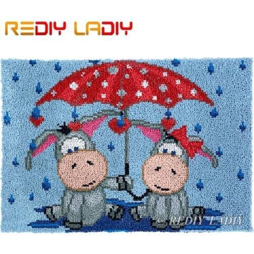 Latch Hook Rug Cartoon Donkey Chunky Yarn Tapestry Kits DIY Carpet Rug Knitted Floor Mat Crochet Cushion Arts & Crafts 81*61cm