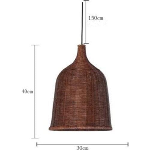 Creative bamboo chandelier restaurant tea room outdoor hand-woven rattan lighting Chinese rattan lampshade With light source
